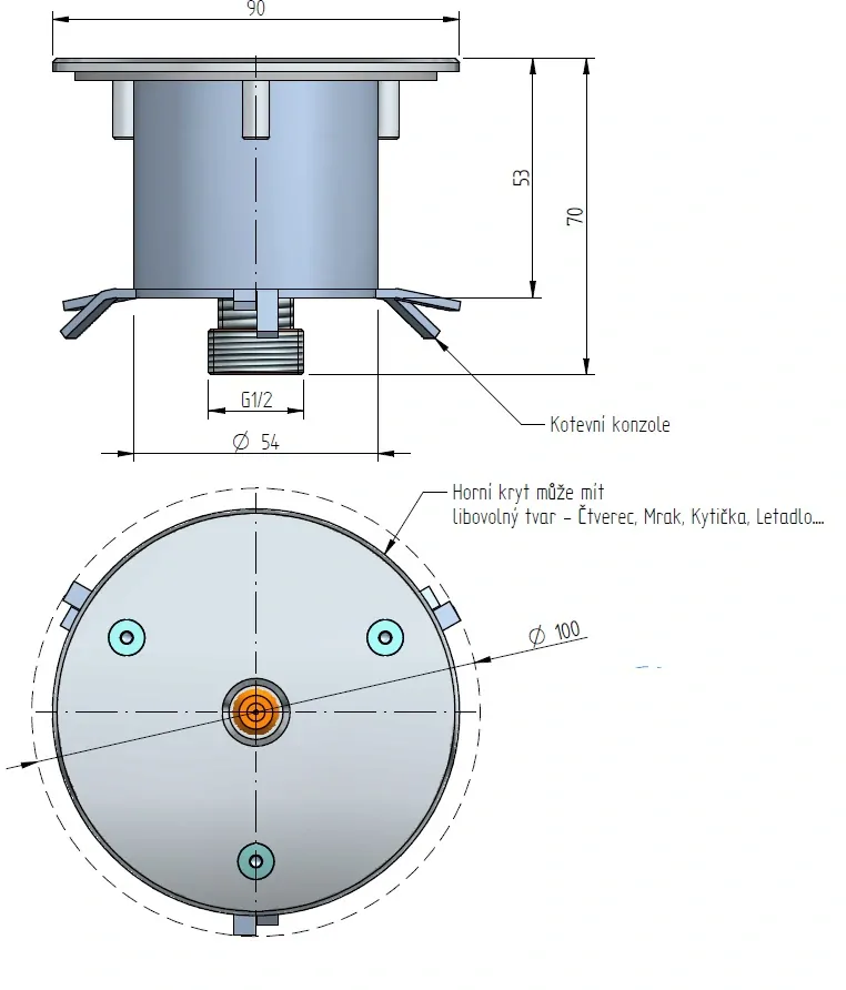  MS 11.1 - mlžící tryska (mlžítko) do stěny nebo podlahy - kulatá